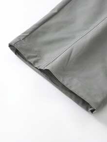 男士宽松工装裤，拉链口袋和侧抽绳腰部，男士秋季户外服装，男士多口袋抽绳腰部直筒休闲裤，返校 - 橄欖綠 - 查看 5