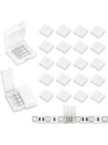 10 paquetes de conectores de tira de luz LED de 4 pines de 10 mm sin soldadura, sin cable, adaptador de terminal de empalme para tiras multicolor SMD 5050. Conectores de luz LED sin soldadura, sin cable, para extender o empalmar fácilmente tiras multicolor de 4 pines de 10 mm