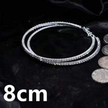 1 Pair Oversized Rhinestone Hoop Earrings, Dramatic European & American Style Earrings For Street Dance, Hip Hop, Bridal, Multiple Sizes