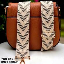 Beige V-Shaped Geometric Jacquard Nylon Adjustable Rotatable Replaceable Bag Strap, Backpack Travel Luggage Accessory, Versatile Instrument Strap, Gift For Family And Friends, Travel Essential - Beige - View 3