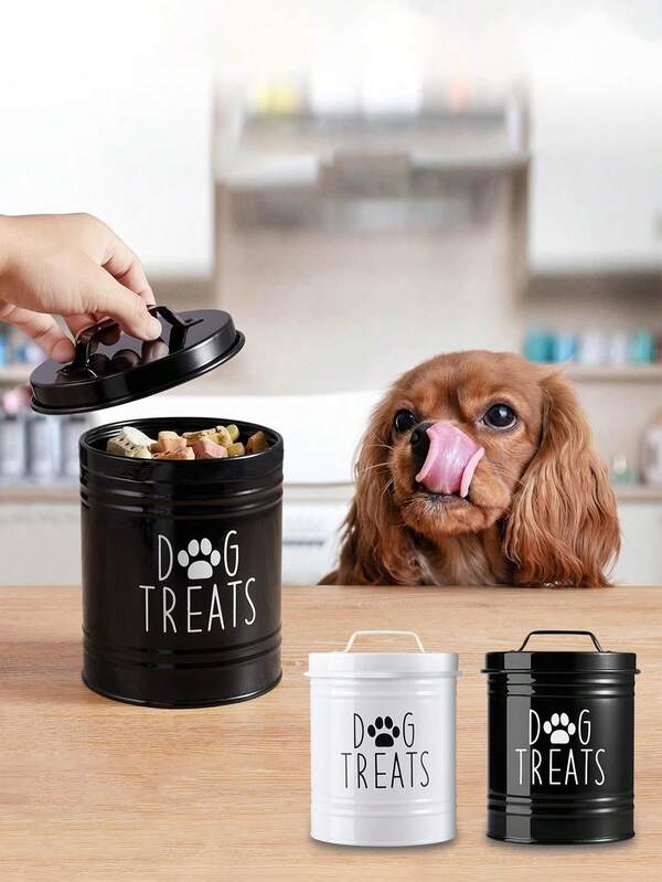 Contenitore per alimenti per animali domestici in metallo sigillato di grande capacità, portaossi in stile artistico in ferro per spuntino per cani/gatti