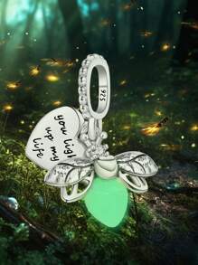 Pingente Bola de Charme de Abelha Luminosa de Prata Esterlina 925, Adequado para Pulseiras DIY Joias Femininas