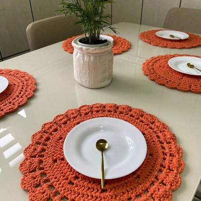 Sousplat Sulpa De Crochê Kit 4 Peças Colorido - 38x38