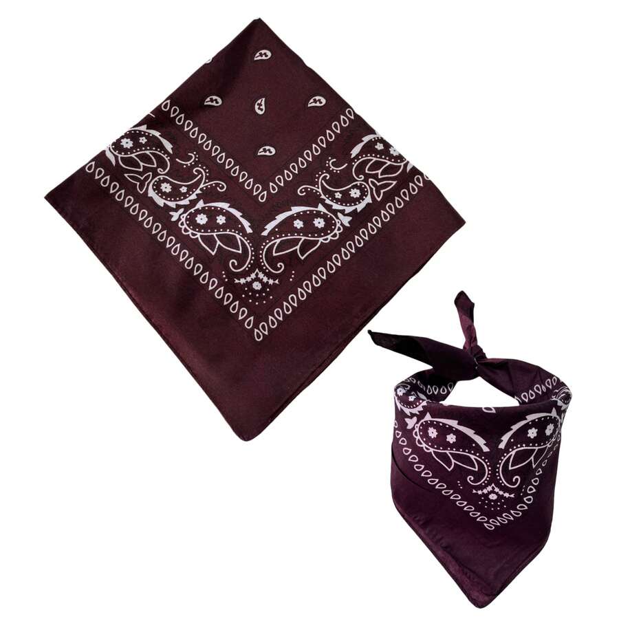 Printed Polyester Bandana Scarf Various Colors 1 Unit - Marrón oscuro - Ver 1