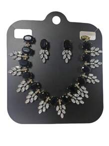 3pcs Women Colorful Crystal Necklace Set New Accessories European And American Fashion Handmade Exaggerated Colorful Crystal Necklace Earrings Set