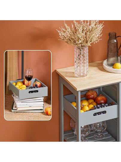 SoBuy FKW79 HG, Kitchen Trolley Cart Storage Serving Drawers Removable Tray, Grijs view 7