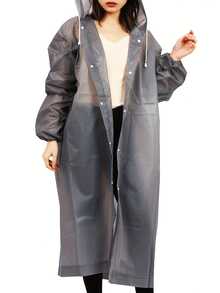 1-2pcs Thick High-Quality EVA Raincoat, Adjustable Hood, Unisex Lightweight Durable Rainwear, Not Disposable - Windproof For Cycling, Hiking, Fishing, Easy To Clean Outdoor Gear (Handwash), Bicycle Rain Jacket, Mountaineering Suit, Windproof And Waterproof