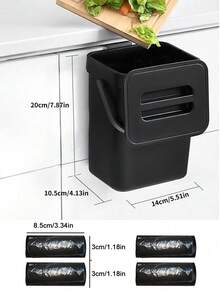 1pc Multi-Functional Trash Can, 3L/0.79 Gallon Hanging Trash Can, Convenient Kitchen Trash Can, 2-In-1 Wall Or Wall Hanging Trash Can, High Quality Compost Bucket, Office Garbage Basket, Household Items, Kitchen Accessories