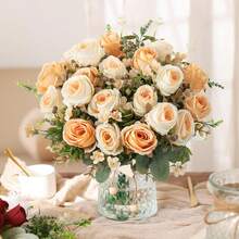 1/3/80PCS Artificial Flower Rose Bouquet, Embroidered Ball, Peony Mixed Flowers, Bride Holding Bouquet, Wedding Decoration, DIY Wreath Materials, Birthday Party Decoration Materials, Home Dining, Living Room, Vase, Outdoor Garden, Autumn Decoration