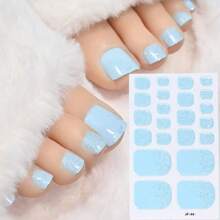 110片装闪亮脚趾全贴甲贴 5张春夏金属青瓷色自粘脚趾甲油贴条 闪亮亮片美甲奢华自粘甲贴 女士女孩日常DIY美甲 - 彩色 - 查看 15