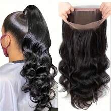 NARNI 36 Inch 360 Body Wave Lace Front Wigs Human Hair Pre Plucked Glueless Wear And Go 5x5 Lace Closure Wig 250% Density 13x4 HD Body Wave Lace Front Wigs Human Hair For Women Brazilian Invisi Strap 360 HD Full Lace Frontal Wig With Baby Hair Black Color - Natural Black - 查看 3
