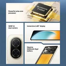 Xiaomi POCO C71 Global Version Smartphone Powerful Octa-Core Processor 12nm Process 32MP AI Dual Camera Immersive 6.88" Display Massive 5200mAh (Typ) Battery Powered By 15W Fast Charging Secure Fingerprint And Face Unlock Supports Memory Extension: 3GB Up To 6GB, 4GB Up To 8GB Android 15 32MP Main Camera Up 120Hz Refresh Rate - Gold - View 2