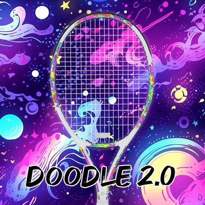 SALYWEE 2025 Upgraded Model - Doodle 2.0, Professional Tennis Racket, Dazzling Graffiti Design, Composite Carbon Fiber Lightweight Racket Body, Free Bag, 50-60 Lbs Competitive Grade Threading