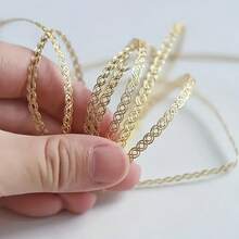 2码金银亮片蕾丝花边，耐用面料，适用于服装DIY缝纫工艺品 - 彩色 - 查看 4