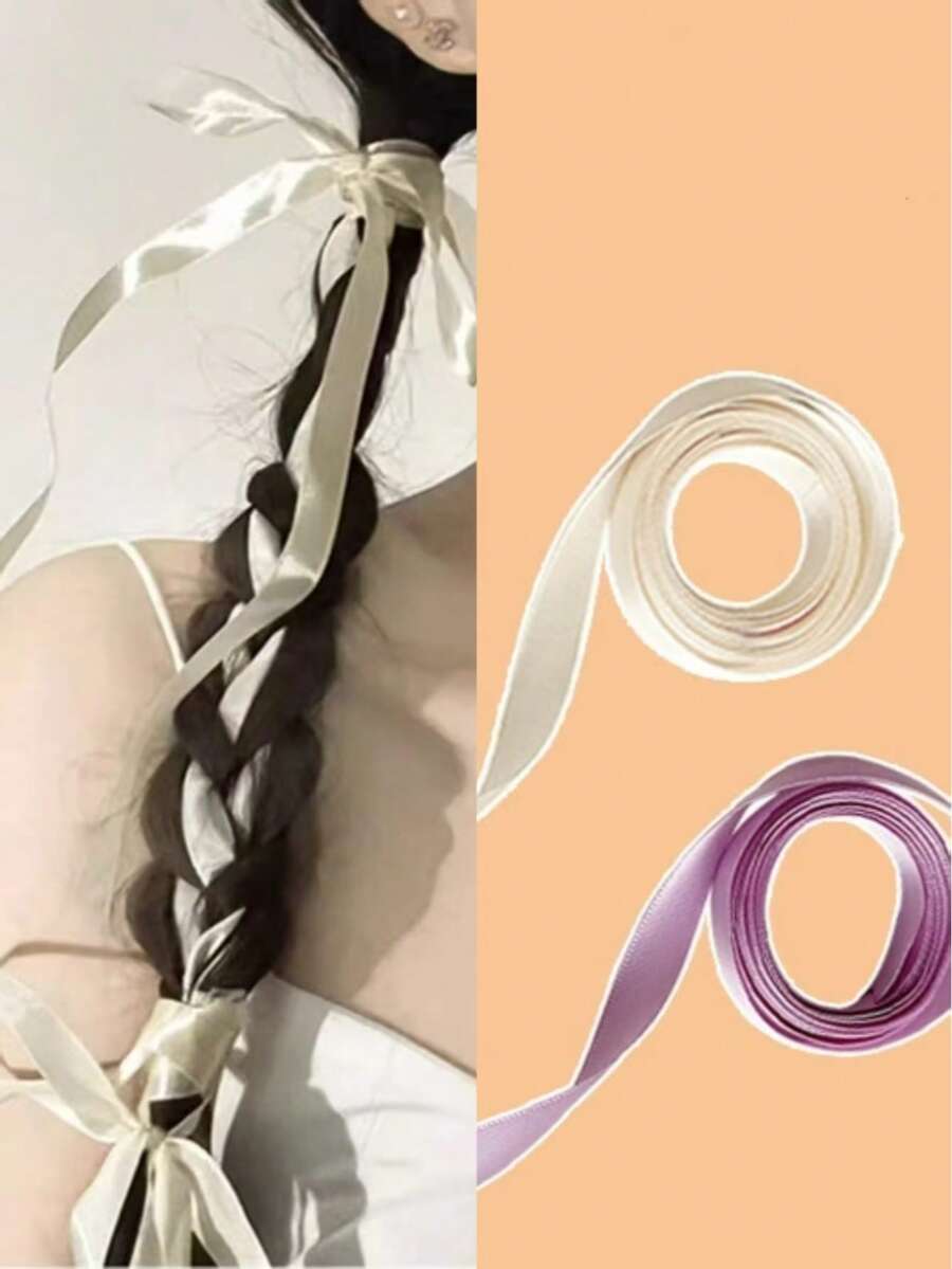 10m Pferdeschwanz-Flechtband Haarschmuck Schleife Haarband, hochwertige Haargummis für Frauen, 5 Farben je 2m, Sommer Streamers