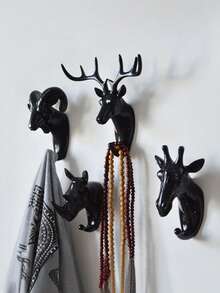 3D Animal Wall Hook Head Sucker Hanging Hooks Storage Rack Key Holder Organizer Coat Hat Hanger Home Decor - Multicolor - View 3