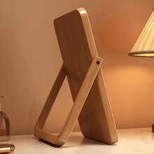 天然竹镜，复古木质梳妆镜，长方形桌面镜，适用于客厅、卧室、门厅等空间 - 原木色 - 查看 6