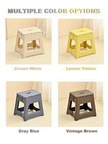 1pc Foldable Plastic Stool - Adjustable Telescopic Portable Stool, Outdoor Fishing Chair, Household Plastic Small Stool - White - View 6