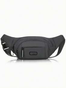 1个【超薄尼龙腰包】超薄尼龙男士腰包 | 轻便防盗斜挎包，适合运动、户外探险和都市旅行。大容量多功能腰包 - 运动腰包，配有可调节肩带、多个拉链口袋，可存放手机、钥匙、现金和必需品，黑色，多功能腰包，拉链封口。