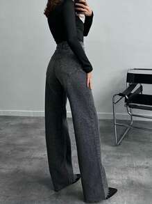 SQUALO Jeans de mujer sexy de lavado gris oscuro con estampado de leopardo brillante para salir