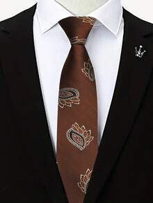 1pc Extra Large Paisley Pattern Handmade Unisex Necktie, Suitable For Casual, Street, Party, Wedding - Multicolor - View 4