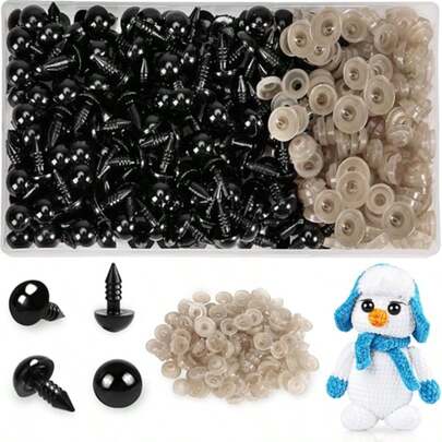 200pcs Safety Eyes, Crochet Eyes With Washers, Craft Doll Eyes, Plush Crochet Eyes For DIY Crochet Craft Animal Making, DIY Halloween Decor Crochet Knitting Stuffed Animals Handmade