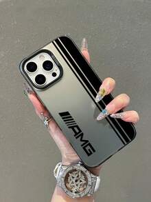 豪华AMG标志印花防摔TPU手机保护壳，黑色条纹设计，带吸震磨砂背壳，耐用全包硬质保护套，兼容和Galaxy手机（17 Pro Max/17/13/16 Pro Max，Galaxy S25/A56 5G/A55 5G/A36/A16），国际版，非国内版 - 彩色 - 查看 3