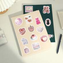 50pcs Pink Cute & Gentle Ins Style Minimalist Decorative Stickers For Bookshelf, Refrigerator, Wall, Picture Books - Multicolor - View 9
