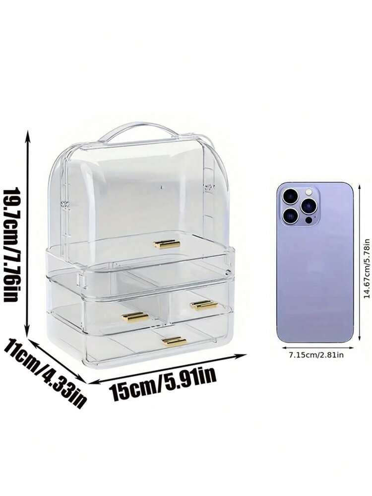 便携式迷你化妆品桌面收纳盒 - 耐用透明塑料化妆品收纳盒带抽屉 - 隔断收纳展示架 - 高颜值轻奢口红收纳盒 - 香水架 - 美妆收纳整理 - 首饰收纳盒 - 适用于居家房间浴室梳妆台多功能收纳配件 - 女生美妆必备 - 节日礼物 (透明) - 彩色 - 查看 4