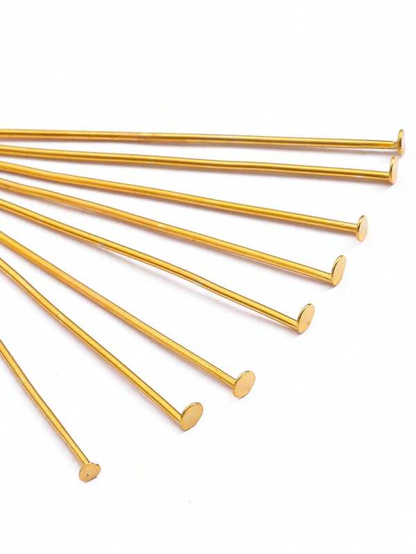 200pcs Iron Alloy T-Shaped Needle Flat Head Pin Golden Length 16-50mm, For DIY Bracelet Necklace Earrings,Hairpin Accessories Handmade Jewelry Material