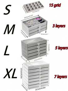 1pc, 7 Compartments 5 Layers Velvet Jewelry Box Drawer-Style Jewelry Box Ring Box Earring Storage Box Drawer-Style Jewelry Storage Box,3 Layers Clear Plastic & Velvet Drawers Jewelry Storage Box