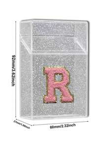 1PC雪花烟盒雪茄烟嘴打火机收纳盒防潮抗压塑料闪亮香烟收纳盒刺绣立体首字母A到Z透明烟盒女士男士礼物20件烟具配件