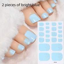 110片装闪亮脚趾全贴甲贴 5张春夏金属青瓷色自粘脚趾甲油贴条 闪亮亮片美甲奢华自粘甲贴 女士女孩日常DIY美甲 - 彩色 - 查看 18