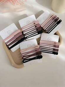 20个/包 8厘米大号可爱时尚咖啡银色发夹，适合浓密短发女性，日常佩戴，爪夹，发夹，发夹，发夹，发饰 - 彩色 - 查看 1