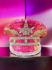 1 pieza Sombrero de capitán con strass estilo steampunk y lentejuelas, adecuado para todas las estaciones: Festival Burning Man, festivales de música, desfiles, carnavales, discotecas, bares, bailes de máscaras, clubes nocturnos, cosplay, Navidad, fiestas de solteros, 4 de julio, Año Nuevo, celebraciones, festivales, accesorios de playa