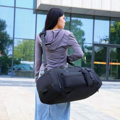 Mochila de viaje multifuncional con múltiples bolsillos | Bolsa de viaje de gran capacidad resistente al agua | Compartimentos separados para húmedo/seco para gimnasio, trabajo, universidad | Bolsa de fin de semana duradera y ligera para hombres y mujeres, escapadas de fin de semana, viajes de negocios, vuelta al colegio, uso diario (negro, gris, azul marino) Bolsa de viaje, vacaciones, maleta, bolsa de viaje para mujeres