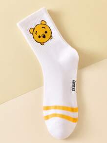 Disney 5 Pairs Cartoon Character Crew Socks, Soft & Breathable Mickey Mouse & Socks, Novelty Socks For Men And Women