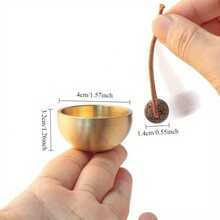 1pc/3pcs 4cm Mini Singing Bowl Meditation Sound Bowl Set For Yoga Relaxation Mindfulness Chakra Healing Stress Relief - Gold - View 2