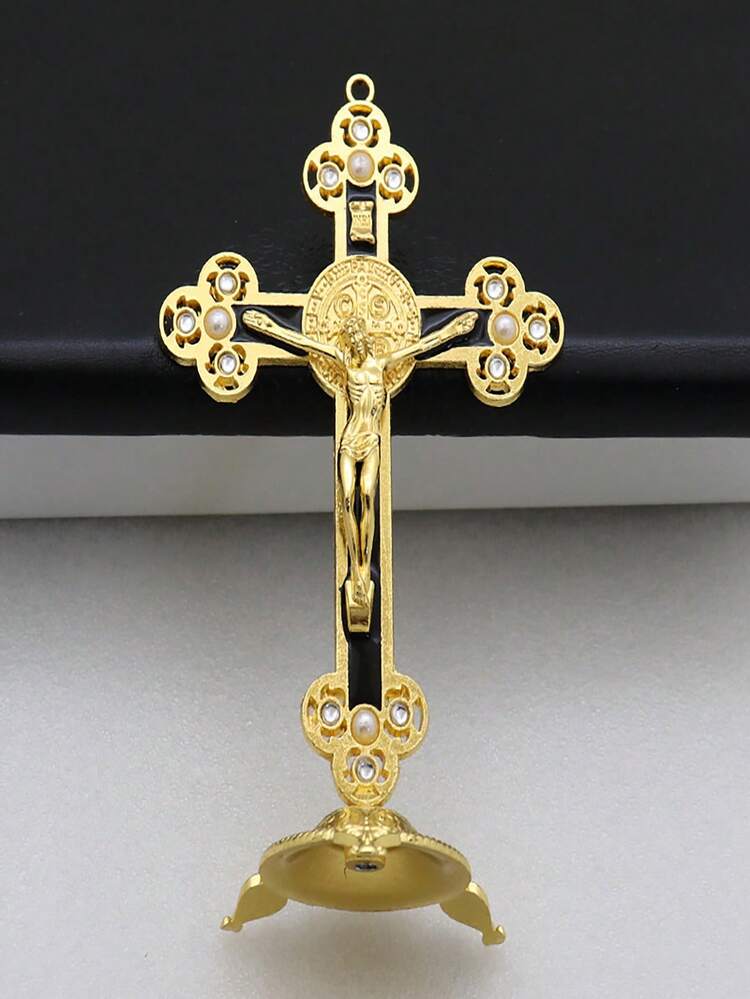 1pc RORPOIR Jesus Carrying Cross Statue, Jesus Crucifixion Sculpture, Christian Home Decor Catholic Figurine - Multicolor a - View 2