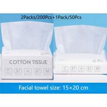 250片/5包一次性加厚珍珠纹理洁面湿巾，每片20*15厘米，拉出式设计，厚实耐用，强吸收性，珍珠质地温和呵护肌肤，卸妆湿巾，适合旅行和居家使用，便携实用 - 白色 - 查看 14