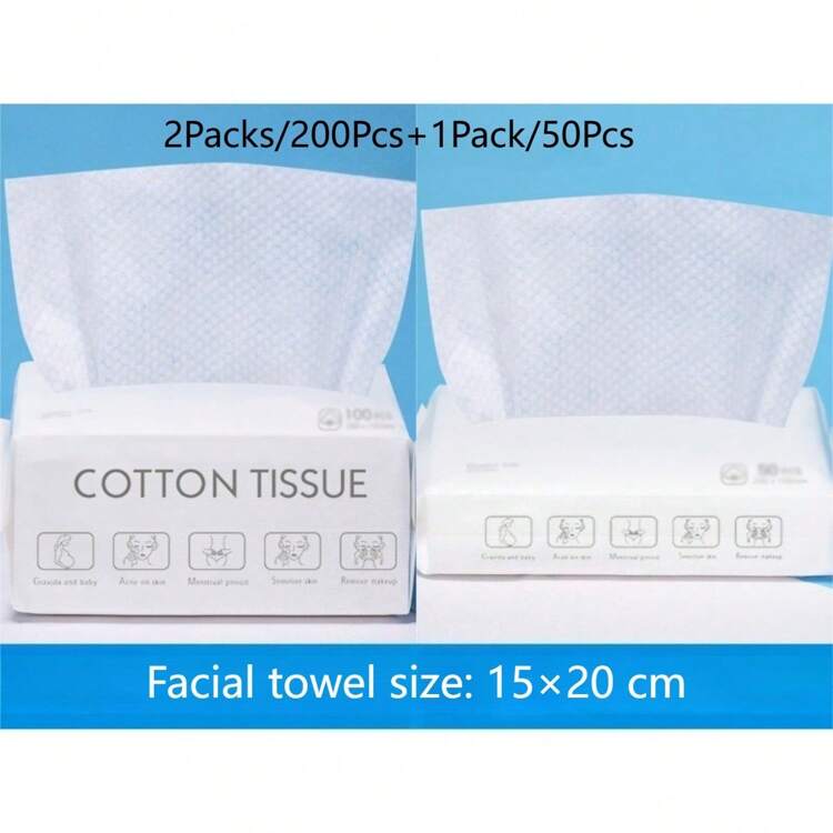250 st/5-pack engångsservetter med tjocka pärlstruktur för ansiktet, 20*15 cm styck, utdragbar design, tjocka och hållbara, stark absorptionsförmåga, pärlstruktur som vårdar huden skonsamt, sminkborttagningsservetter, lämpliga för resor och hemmabruk, bärbara och praktiska - Vitt - Visa 14