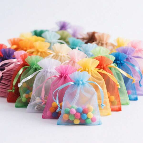 100pcs Organza Gift Bags, 7*9cm Size, Suitable For Weddings, Candy Favors, Gifts, Parties, Home Decor, Baking, Jewelry, All Seasons And Celebrations