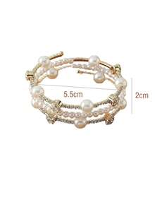 1pc Silver Crystal & Pearl Bracelet, Suitable For Wedding, Party, And Daily Wear