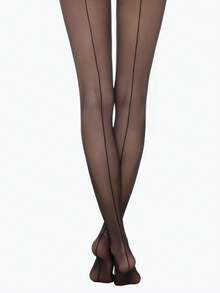 1 Stück Damen Super Dünne Schwarze Vertikale Gestreifte Enge Leggings, Atmungsaktive Schwarze Strumpfhose, Sexy Unsichtbare Hochwertige Strumpfhose