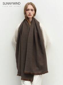 1 pieza Bufanda de unicolor versátil para mujer, adecuada para ir al trabajo y uso diario con vestidos - café - Ver 6