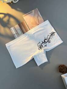 [12PCS Dragon-Print Soft Panties] 12pcs Plus Size Boyshorts,Dragon Shaped Print,Women's High-Waisted Boxer Briefs | Soft,Boyshorts, Lightweight & Breathable & Comfortable Design | For Daily & Casual, 6 Vibrant Colors - 彩色 - 查看 4