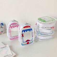 Ins风透明简约草莓水果PVC卡通透明娃娃包玩偶散步包户外包防护防尘收纳袋