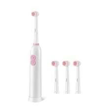 Cepillo de dientes eléctrico giratorio con 4 cabezales de cepillo, incluye 2 baterías AAA, cepillo de dientes eléctrico con batería de limpieza inteligente, cerdas suaves
