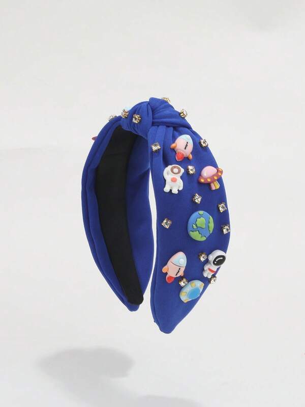 1pc Women's Astronaut Headband With Rhinestone Decor, Spaceship & Planet Saturn Design, Space Explorer Headpiece, Cosmic Element Gift, Hair Accessories, Hair Band, Hair Hoop, Hairband For Women, Autumn Outfits