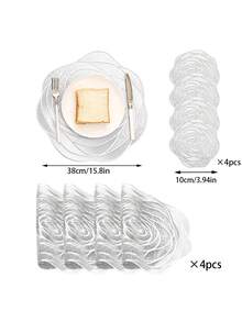 6pcs Hollow PVC Anti-Slip Coasters, Easy To Clean And Washable, Suitable For Dining Table, Holiday Party, Bar Decoration - Multicolor - View 10